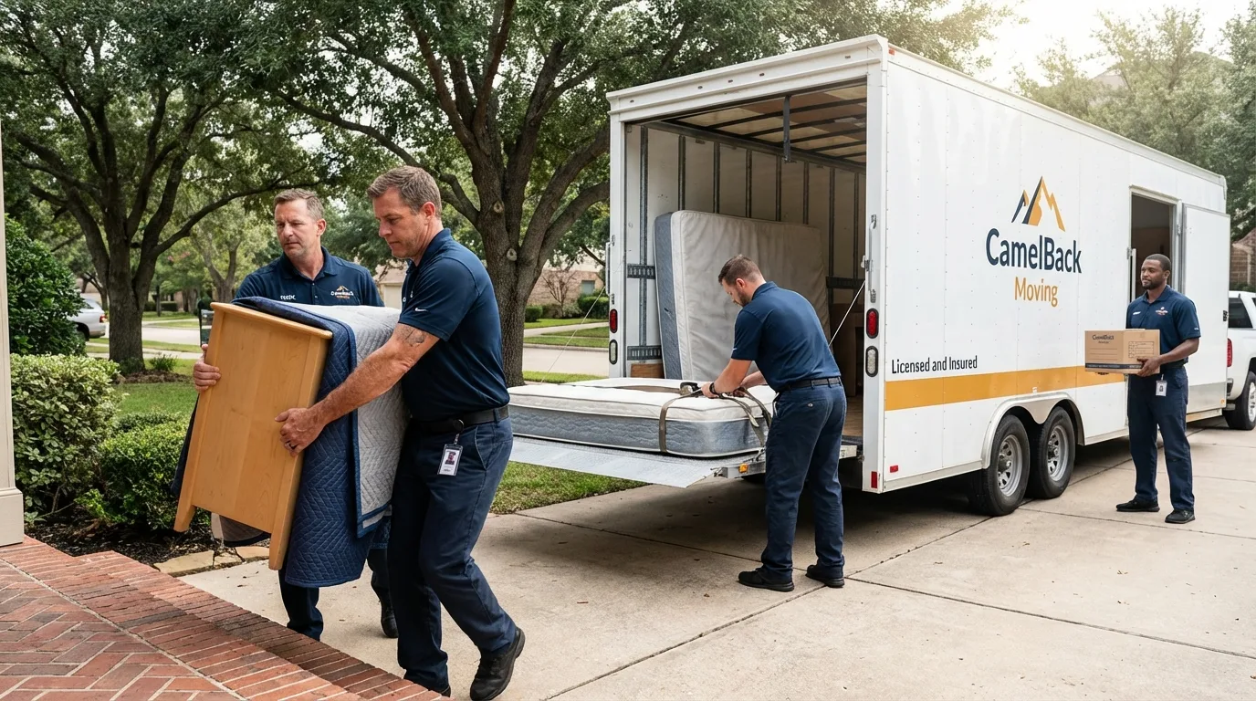 Crew loading residential truck for cross-state move from Idyllwild, CA
